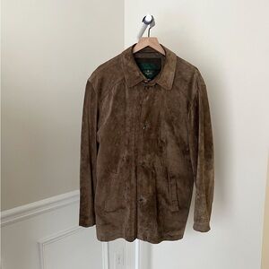 TOM JAMES Brown Suede Leather Jacket Men’s Large Barn Coat Field Jacket Car Coat